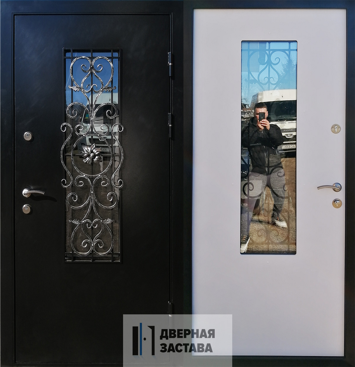 Входная металлическая дверь для дома с коваными элементами белорусского производства